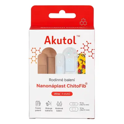 AKUTOL Nanonáplast ChitoFib Rodinné balení 25ks