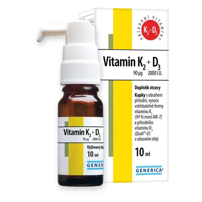 Vitamin K2 90mcg + D3 2000 I.U.kapky 10ml Generica