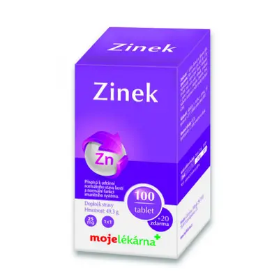 Zinek 25mg tbl.100+20 Zdarma Moje lékárna