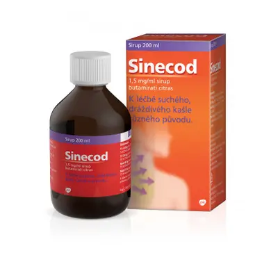 Sinecod 1,5mg/ml, sirup proti suchému kašli 200 ml