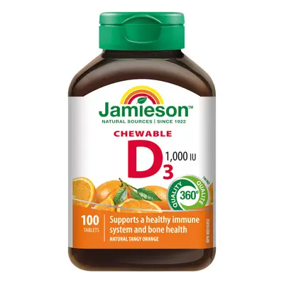 JAMIESON Vitamín D3 1000 IU tablety na cucání s příchutí pomeranče 100 tbl.