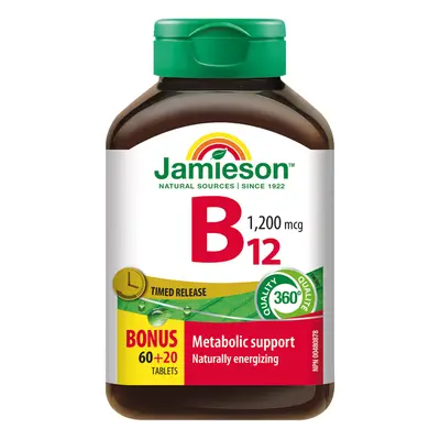 JAMIESON Vitamín B12 methylkobalamin 1200 mcg s postupným uvolňováním 80 tbl.