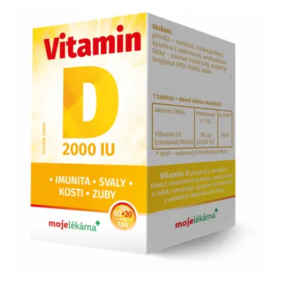 Vitamín D 2000 IU tbl.60+20 Moje lékárna