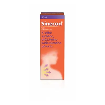 Sinecod 5mg/ml, kapky pro děti proti suchému kašli 20ml