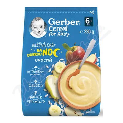 Gerber Cereal Ml.kaše na dobrou noc ovocná 230g 6M