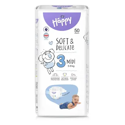 Happy Soft&Delicate 3 dětské pleny 5-9kg 50ks