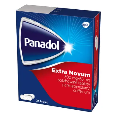 Panadol Extra Novum 500mg/65mg, tablety na bolest a snížení horečky 24 tablet