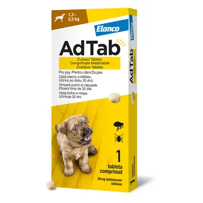 AdTab 56 mg žvýkací tablety pro psy o hmotnosti 1,3–2,5 kg