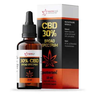 NUTRICIUS CBD OLEJ 30% BROAD SPECTRUM POMERANČ 10ML