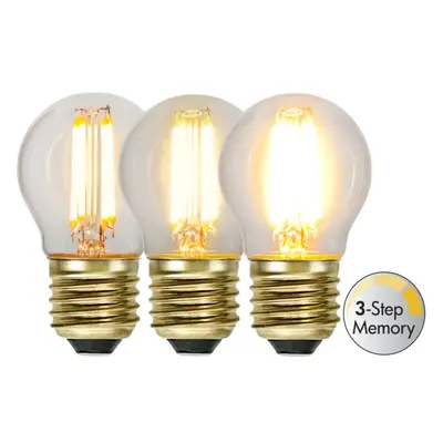 LED žárovka se stmíváním E27 G45 Star Trading Soft Glow 3-Step Memory - čirá