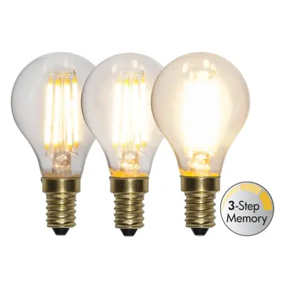 LED žárovka se stmíváním E14 P45 Star Trading Soft Glow 3-Step Memory - čirá