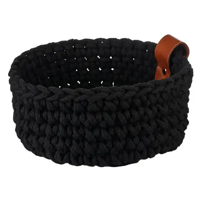 Hačkovaný košík na pečivo z bavlny průměr 20 cm BASKETS ASA Selection - černý