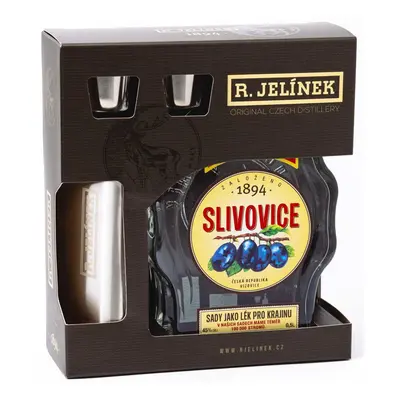 R. JELÍNEK Slivovice 45% 0,5l + 2 skleničky (DÁRKOVÉ BALENÍ)