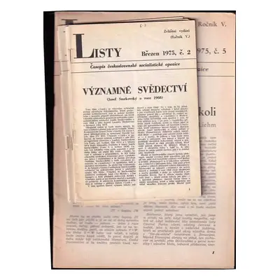 Listy - časopis československé socialistické opozice 1975 (1975)