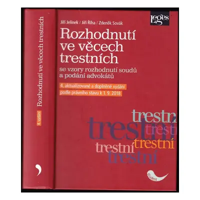 Rozhodnutí ve věcech trestních : se vzory rozhodnutí soudů a podání advokátů - Jiří Jelínek, Zde