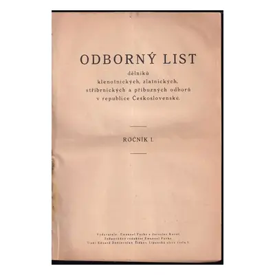 Odborný list dělníků klenotnických, zlatnických, stříbrnických a příbuzných oborů v republice Če