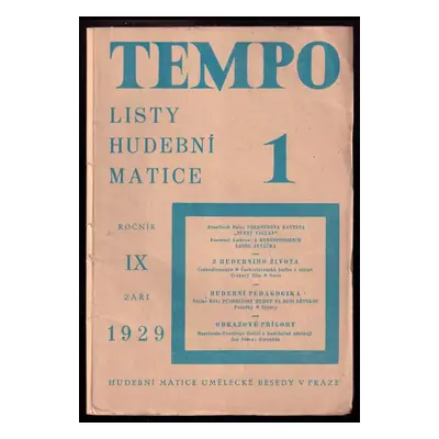 Tempo - listy hudební matice - ročník IX. - čísla 1-10 - KOMPLETNÍ ROČNÍK - Boleslav Vomáčka, St