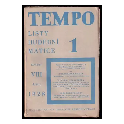 Tempo - listy hudební matice - ročník VIII. - čísla 1-10 - KOMPLETNÍ ROČNÍK - Stanislav Hanus, B