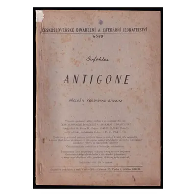 Antigone - Sofoklés (1956, Dilia)