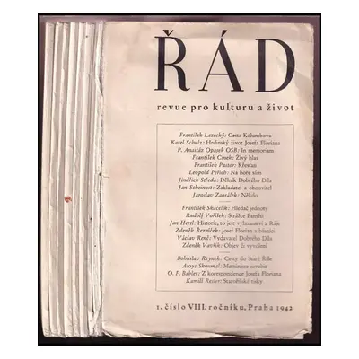 Řád : revue pro kulturu a život - roč. 8 - 1942 (1942, Vyšehrad)