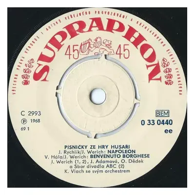 Písničky Ze Hry Husaři - Various (1969, Supraphon)