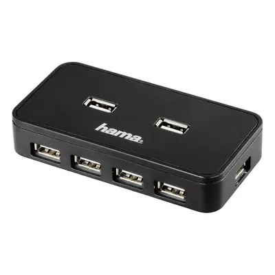 Hama USB Hub 2.0, síťový zdroj, černý, krabička