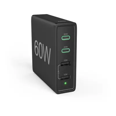 Hama rychlá stolní USB nabíječka se stojánkem, 2x USB-C PD/QC, 2x USB-A, 60 W