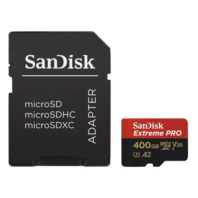 SanDisk Extreme Pro microSDXC 400 GB 170 MB/s A2 C10 V30 UHS-I U3, adapter