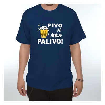 Tričko - Pivo je moje palivo - XL tmavě modrá