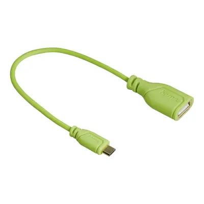 Hama micro USB OTG redukce Flexi-Slim, oboustranný konektor, 15 cm, zelená