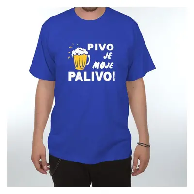 Tričko - Pivo je moje palivo - XXL královsky modrá