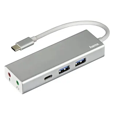 Hama USB-C 3.1 hub Aluminium, 2x USB-A, USB-C, 3,5 mm audio