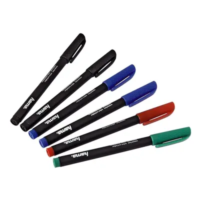 Hama CD/DVD Markers, Set of 6 pcs., 2x Black, 2x Blue, 1x Red, 1x Green