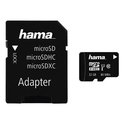 Hama microSDHC 32 GB Class 10 UHS-I 80 MB/s + Adapter/Mobile