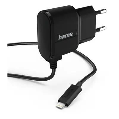 Hama síťová nabíječka s kabelem, Apple Lightning, MFI, 1 A, černá