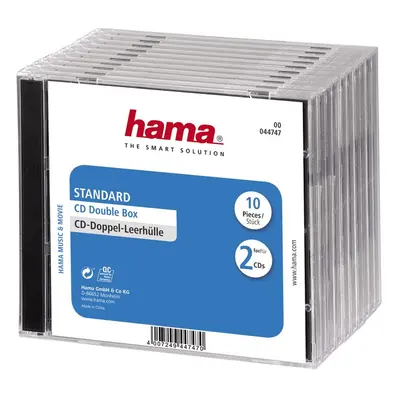 Hama standard CD Double Jewel Case, pack of 10, transparent/black