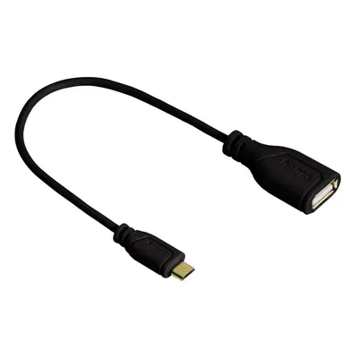 Hama micro USB OTG redukce Flexi-Slim, oboustranný konektor, 15 cm, černá