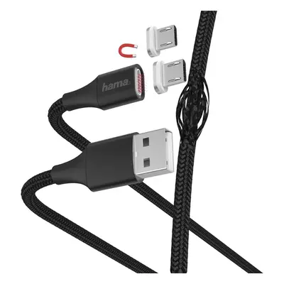 Hama micro USB kabel Magnetic, A vidlice - micro B vidlice magnetická, 1 m