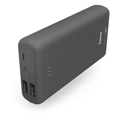 Hama Supreme 20HD, powerbank, 20000 mAh, 3 A, 3 výstupy: 1x USB-C, 2x USB-A