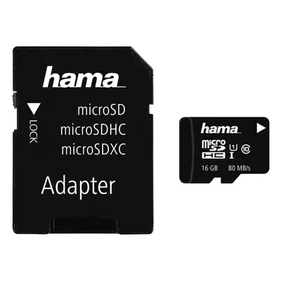 Hama microSDHC 16 GB Class 10 UHS-I 80 MB/s + Adapter/Mobile