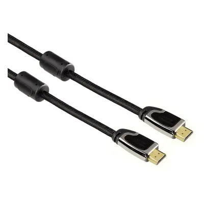 Hama HDMI kabel vidlice-vidlice, 3 m, pozlac., ferit. filtry, kovové vidlice, opletený, Ethernet