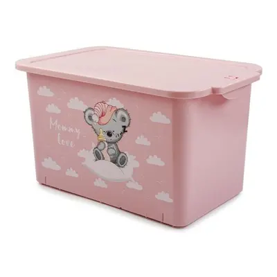 box 21,0l MOMMY LOVE růž., víko, 40x24x23cm, plast