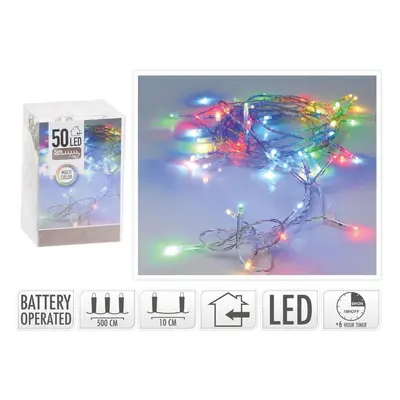 řetěz 500cm, 50 LED barevné, s časovačem