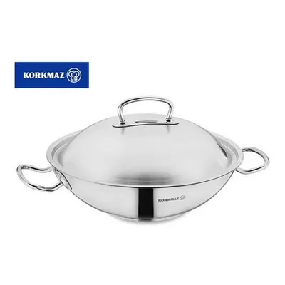 pánev d32cm WOK + PO, SATIN, v. 9cm, 2ucha, indukce