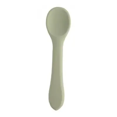 lžíce dětská 14cm, š.3,3cm, zelená, silikon/nylon