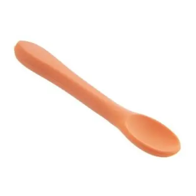 lžíce dětská 14cm, š.3,3cm, oranžová, silikon/nylon