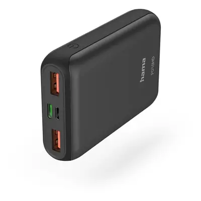 Hama PD10-HD powerbank, 10000 mAh, 3 výstupy: 1x USB-C, 2x USB-A, Power Delivery, Qualcomm, max.