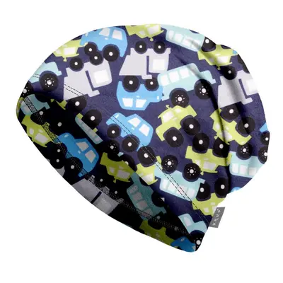 unuo fleecová čepice Autíčka (Unuo Fleece cap printed) - L (53-56 cm)