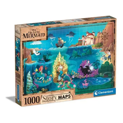 CLEMENTONI Puzzle 1000 dílků Disney Mapa - Malá mořská víla