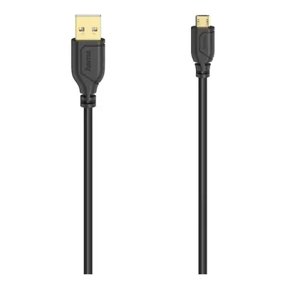 Hama micro USB 2.0 kabel Flexi-Slim 0,75 m, černý